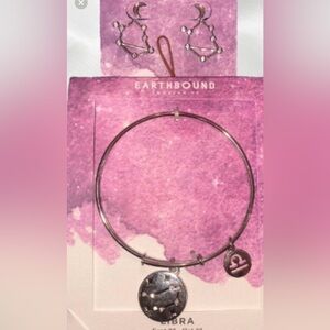 Earthbound Zodiac Libra Earrings and Bracelet Set Rhinestones Astrology